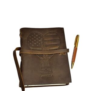 Brown Genuine Leather Journal with Pen